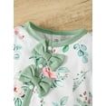 thumbnail image 5 of KIMI BEAR Preemie Baby Girls Bodysuits Floral Long Sleeves Rompers Baby Girls One-pieces with Hat 2pcs Green, 5 of 8
