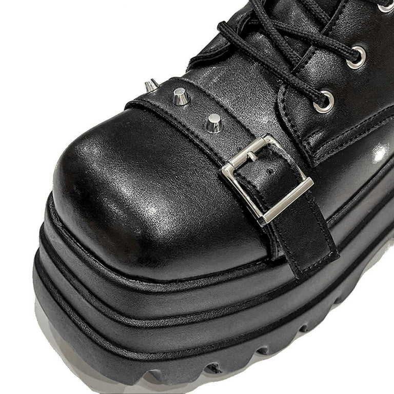 KIJBLAE Clearance 2024 Women's Punk Boots Platform Goth