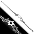 thumbnail image 2 of Stainless Steel Silver-Tone Triple Jewish Star of David Chain Bracelet, 9", 2 of 2