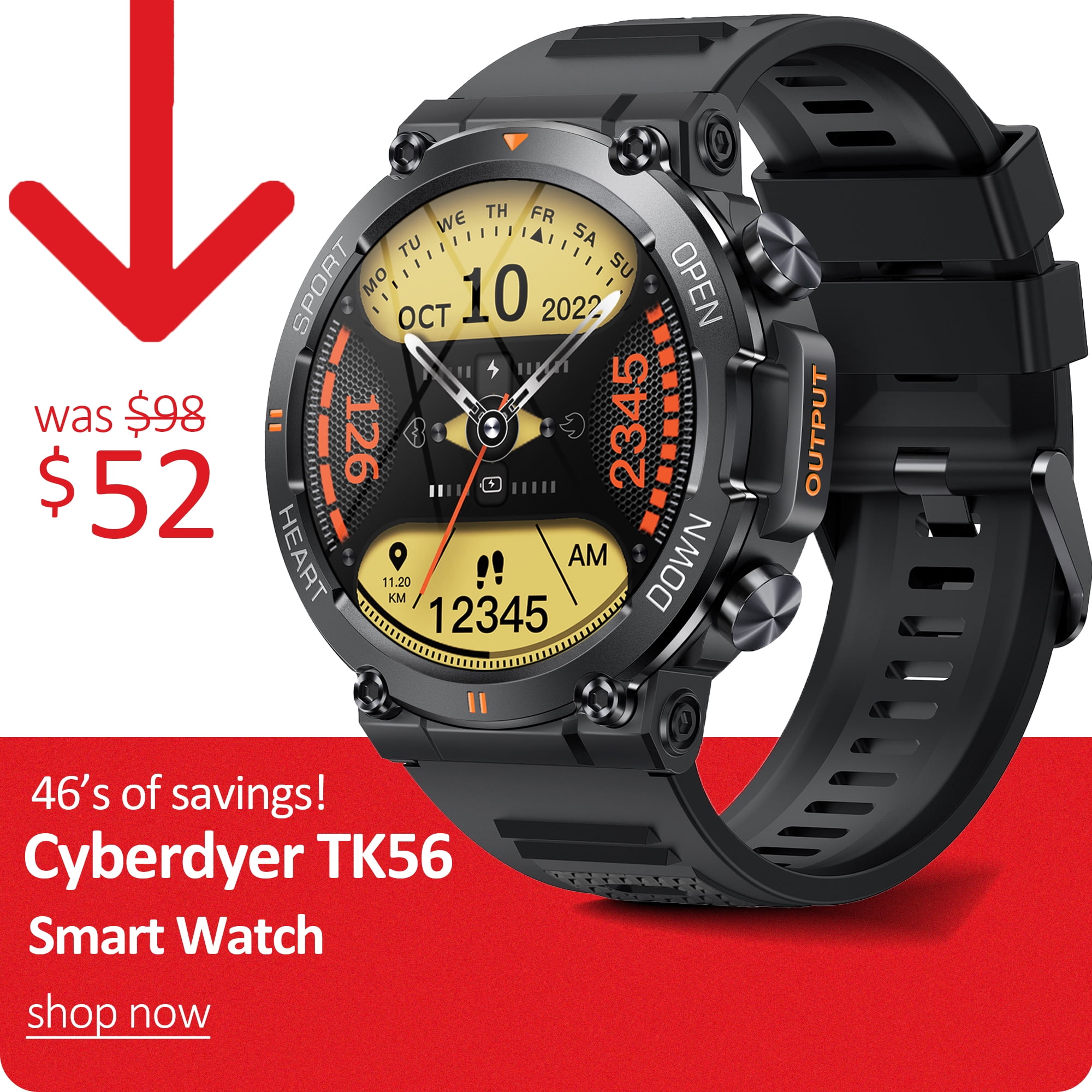 Cyberdyer K56Pro Military Smart Watch for Men Outdoor Tactical Sports
