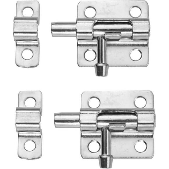 PinesC Door Security Sliding Door Latch, Silver Metal Barrel Bolt Door Latches Hardware Pet Door Gate Holder Flip Latch with Screws, 1.61"x1.18"(2-Pack)