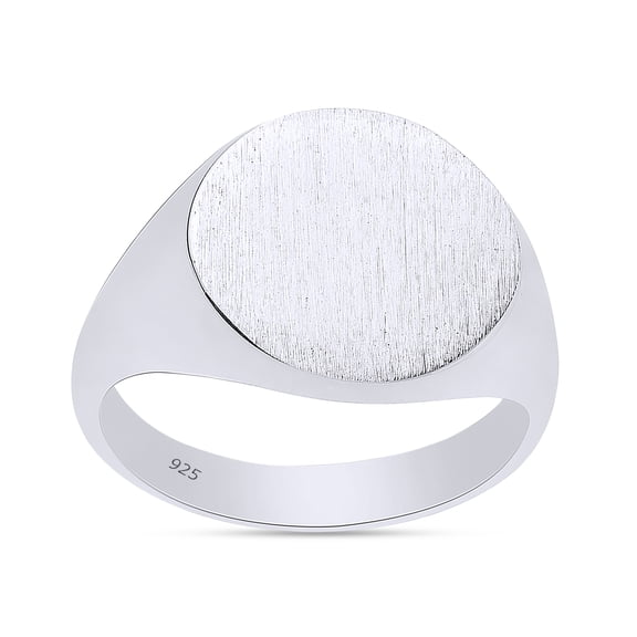 AFFY Round Shape 14K White Gold Plated 925 Sterling Silver Singnet Ring, Ring Size 7