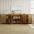 thumbnail image 2 of WAMPAT Sideboards Buffet Cabinet, 106" Wide Wooden Credenza Storage Cabinet with 6 Doors, Modern Kitchen Accent Cabinet with 9 Compartments for Living Room, Hallway, Oak Brown, 2 of 7