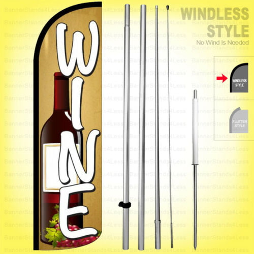 ICE COLD DRINKS Windless Swooper Feather Banner Sign Tall Flag 15' KIT gq 