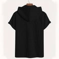 thumbnail image 6 of Qiyinn Men's Solid Color Zip-up Cardigan With Lettering Hooded Short-sleeved Top Pockets, 6 of 8