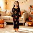 thumbnail image 2 of CONZONE Halloween Toddler Girls Pajamas Graphic Pjs Set Hallowmas Jammies Long Sleeve Tops Pants 2 Piece Sleepwear Loungewear for Kids, 2 of 5