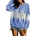 thumbnail image 4 of Femmes Sweat-Shirt à Manches Longues Colorblock Tie Dye Imprimé Pull Tops, 4 of 6