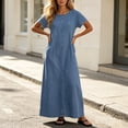 thumbnail image 5 of YuXingFu Womens Plus Size Cotton Dresses Maxi V-Neck Plus Size Womens Dress Short Sleeve Classic Bohemian Style Long Casual Summer Army Green XL, 5 of 8