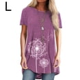 thumbnail image 2 of Qarigey Mujer Impreso Cuello Manga Corta Túnica Camisa Prendas para la parte del cuerpo Púrpura L, 2 of 5