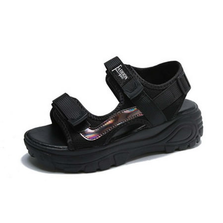 

Summer Savings Clearance 2023! WJSXC Womens Sandals Shoes for Women Women s Summer Fashion Platform Heel Open Toe Shoes Sports Sandals Black 40