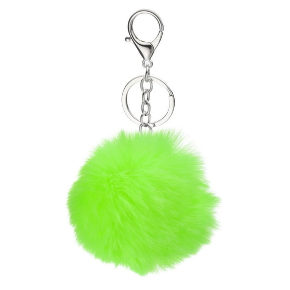 Uxcell Pom Pom Keychain, 8 cm Soft Cute Fluffy Ball Key Ring, Light Green