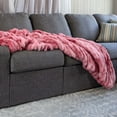 thumbnail image 7 of Lavish Home 60x80-Inch Ruched Faux Fur Blanket for Sofas and Beds (Pink), 7 of 7