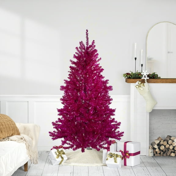 Northlight 6' Metallic Pink Tinsel Artificial Christmas Tree - Unlit