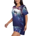 thumbnail image 2 of Fotbe Planets Stars And Galaxies Print Pajama Set for Women 2 Piece Loungewear Short Sleeve Tops and Shorts Set Soft Sleepwear-, 2 of 7