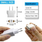 Sherry 220V to 110V Converter & EU to US Plug Adapter (6-Pack) - Dual Voltage Travel Adapter for Europe to USA/Canada, 660W Max