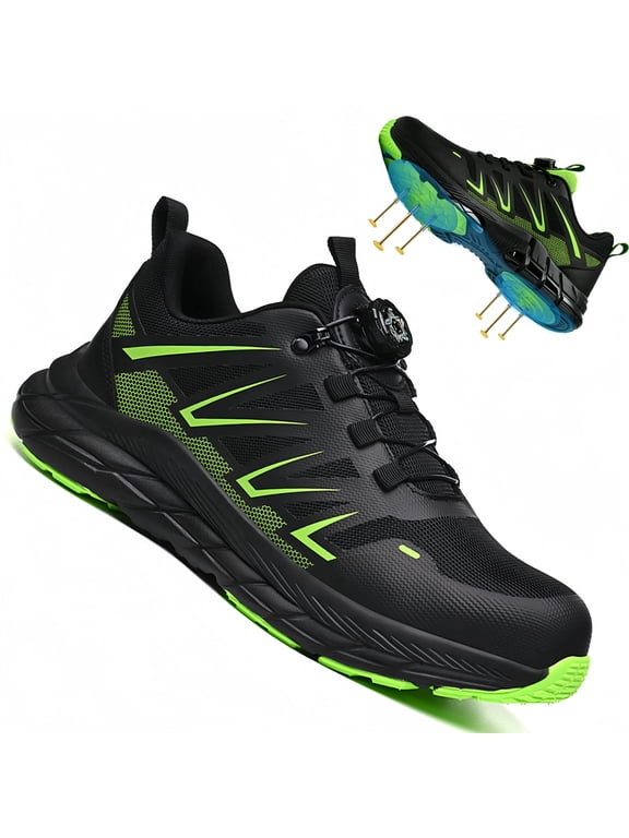 Lightweight Steel Toe Work Shoes for Men & Women, Comfortable Breathable Safety Sneakers for Industrial & Construction Use Black-Size 7.5