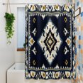 thumbnail image 3 of Navy Blue Boho Waterproof Shower Curtain, Stall 36"x72" Washable Polyester Fabric Shower Curtains for Bathroom, Ethnic Art Geometric Southwestern Decorative Bathtub Curtain Sets with Hooks, 3 of 9