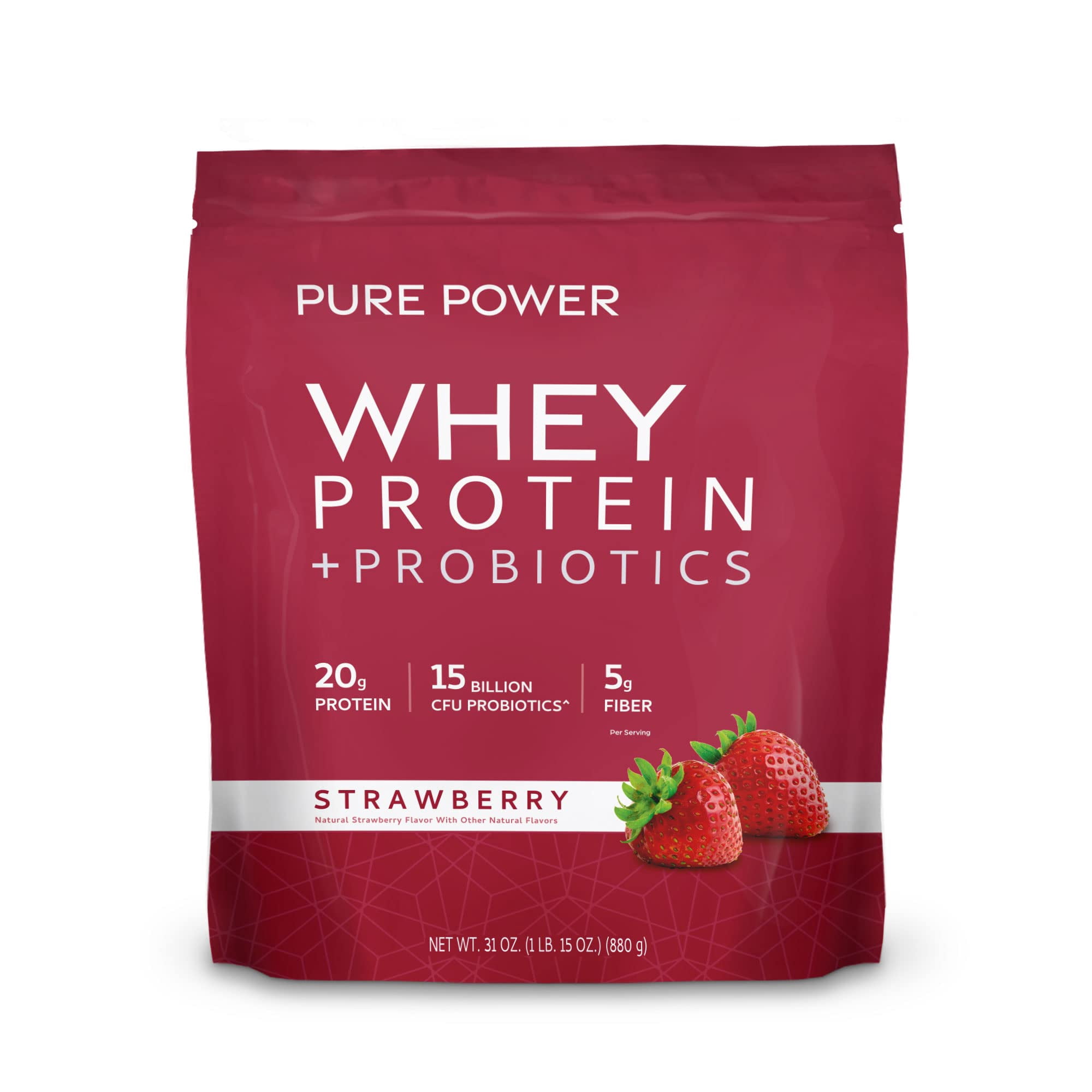 Dr. Mercola Pure Power Whey Gusset, Strawberry, 22 Servings (1 lb 15 oz), Non GMO, Gluten Free, Soy Free
