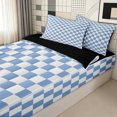 thumbnail image 3 of Erosebridal Modern Checkered Zipper Twin Comforter Sets with Fitted Sheet and 2 Pillowcases for Girls, Blue White Abstract Square Print Zipper Bedding Set, Black Reversible, 4-Piece, 3 of 7