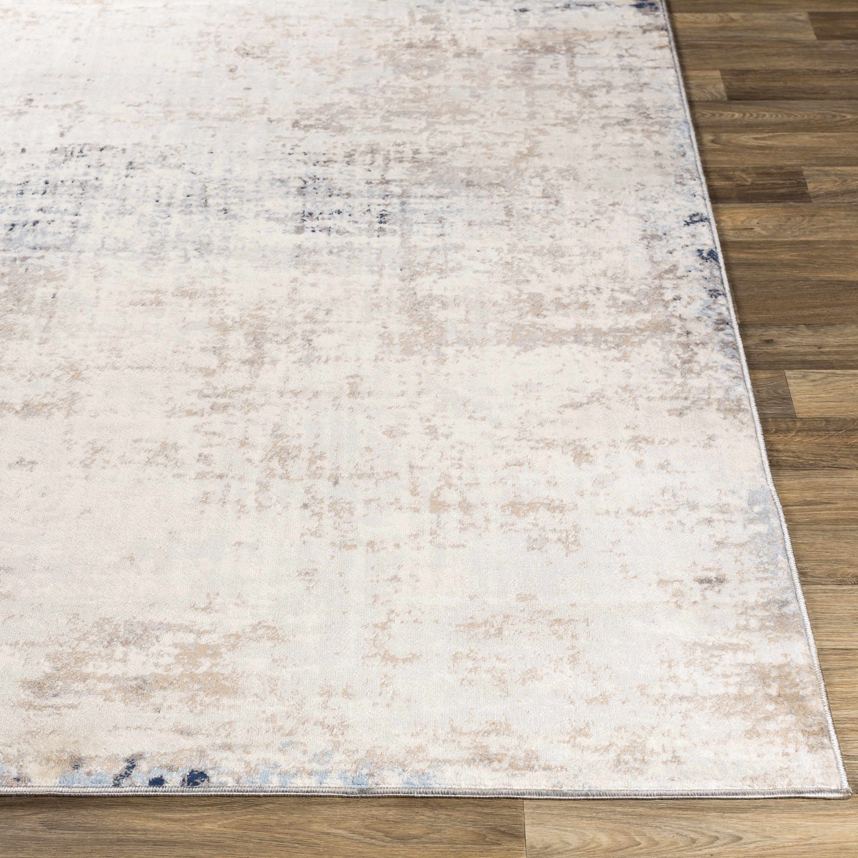 Hauteloom Alcove Contemporary Abstract Living Room Bedroom Dining Room Runner Rug - Modern Distressed Carpet - Blue, Gray, Beige, Cream, Brown - 2'7" x 10'