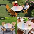 thumbnail image 4 of Pink Purple Round Tablecloth for 36-44 Inch Tables,Fitted Table Cover with Elastic Edge,Modern Colorful Ombre Abstract Tie Dye Art Waterproof Outdoor Table Cloth Protector for Patio Garden Dinner, 4 of 9