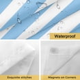 thumbnail image 5 of No Hook Shower Curtain with Snap in Liner, Sky Blue White Striped Waterproof Fabric Bathroom Curtain Mesh Top Window, Geometric Lines Shower Curtains 36x72in, 5 of 9