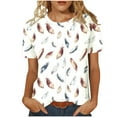 thumbnail image 2 of Xuyuer Blouse for Women Dressy Casual Short Short Sleeve Boho Tops Fashion Floral Crew Neck Tunic Shirts Summer Clothes Fashionable Casual Loose Round Neck T-shirt Solid Color Top, 2 of 7