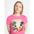 thumbnail image 4 of No Boundaries Ribbed Cotton Graphic Baby Tee with Short Sleeves, Women's XXS-XXL, 4 of 5