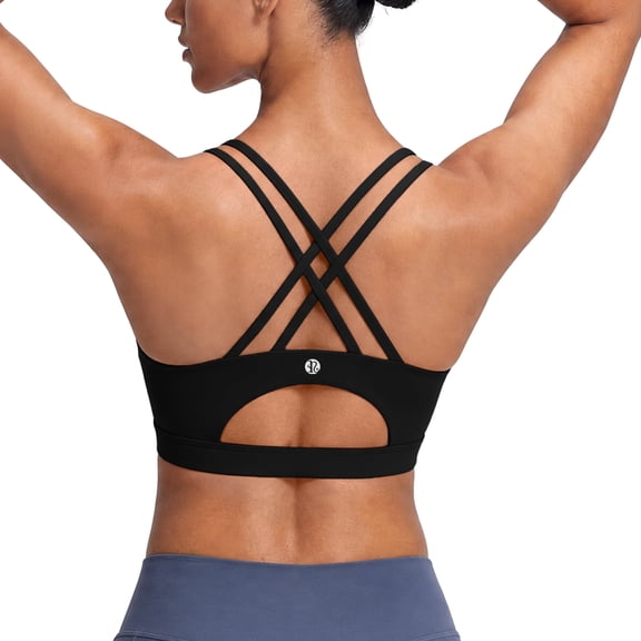 RUNNING GIRL Sports Bra for Women High Impact Padded Longline Workout Tank Top Crisscross Back Yoga Fitness Bra