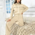 thumbnail image 2 of UYISJ Women Mockneck Coats Tracksuit Long Sleeve Sweatshirts Jogger Pant 2 Piece Outfits Full Zipper Solid Color Sets Beige S, 2 of 4
