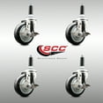 thumbnail image 2 of 4 Inch 316SS Black Poly Swivel 7/8 Inch Expanding Stem Caster Set Brake SCC, 2 of 2