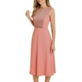 thumbnail image 4 of INSPIRE CHIC Women's Striped Crew Neck Sleeveless Midi Work  Dress L Pink, 4 of 6