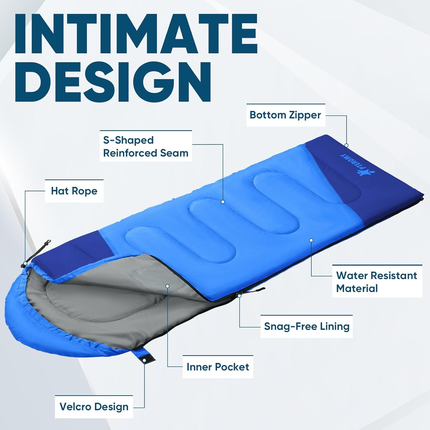 Sleeping Bags for Adults, Lightweight and Machine Washable, Water Resistant Backpacking Camping Sleeping Bag for Warm Cold Weather, Camping Essentials for Hiking Travel