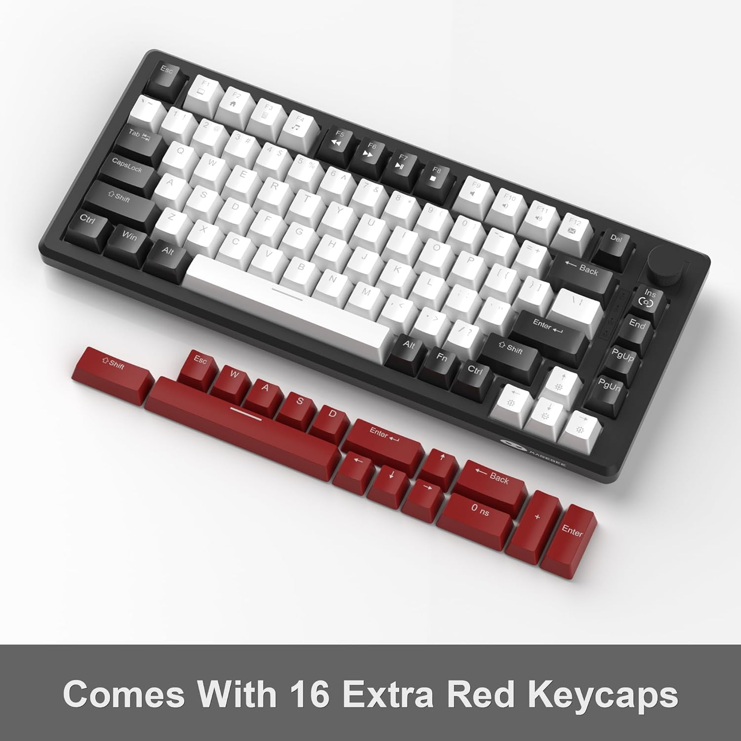 MageGee 75% Mechanical Gaming Keyboard, Compact Blue Backlit Wired Gaming Keyboards EVA Foam, Knob Control