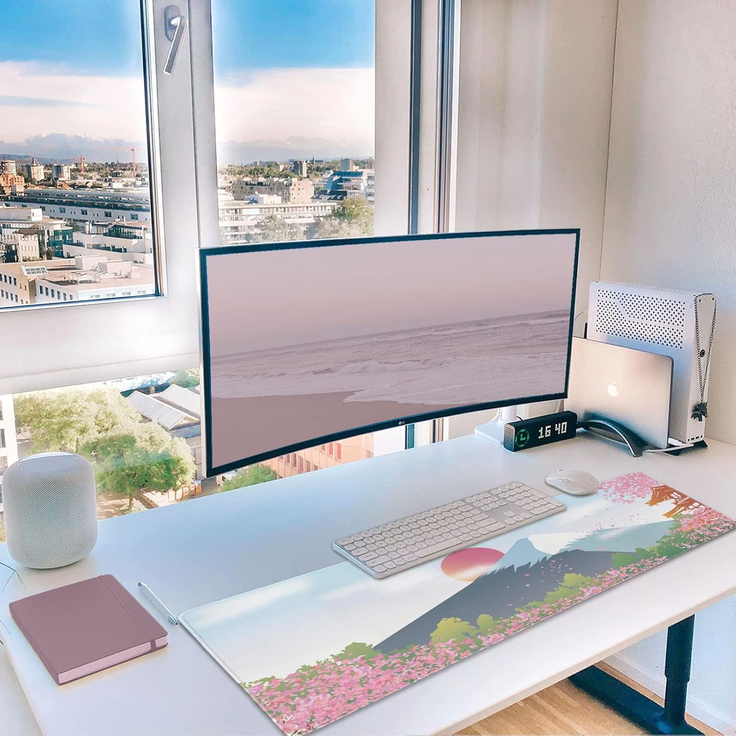 Large Gaming Mouse Pad, Anti-Slip Extended Mouse Pad,Waterproof Keyboard Pad, Mouse Mat Desk Pad for Gamer Office Home XL 31.5" x 11.8" Japanese Cherry Blossom