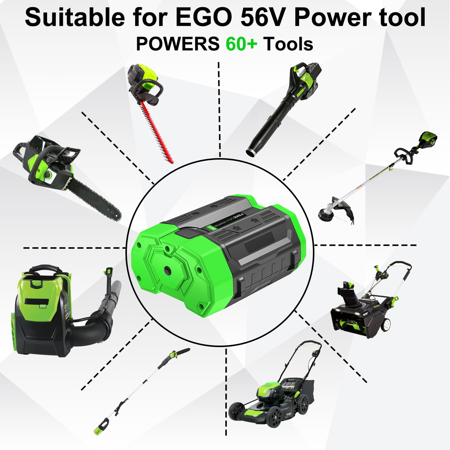 FSKE 56V 5.0Ah Ion Replacement for EGO Battery BA2800T BA2800 BA4200 BA1400 Compatible with EGO 56-Volt Power+ Cordless Tools Easy to Charging