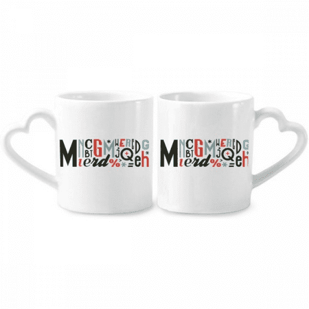 

Stylish Alphabets Quote Handwrite Couple Mugs White Cerac Lover Cup Heart Handle 12oz
