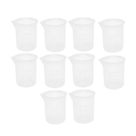 Uxcell School Lab Plastic Liquid Container Measuring Testing Beaker 50ml 10pcs