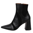 thumbnail image 2 of FSJ Women Classic Pointed Closed Toe Ankle Boots Chunky Block Heel Side Zipper Short Booties Stylish Dressy Shoes Size 4 Black, 2 of 4