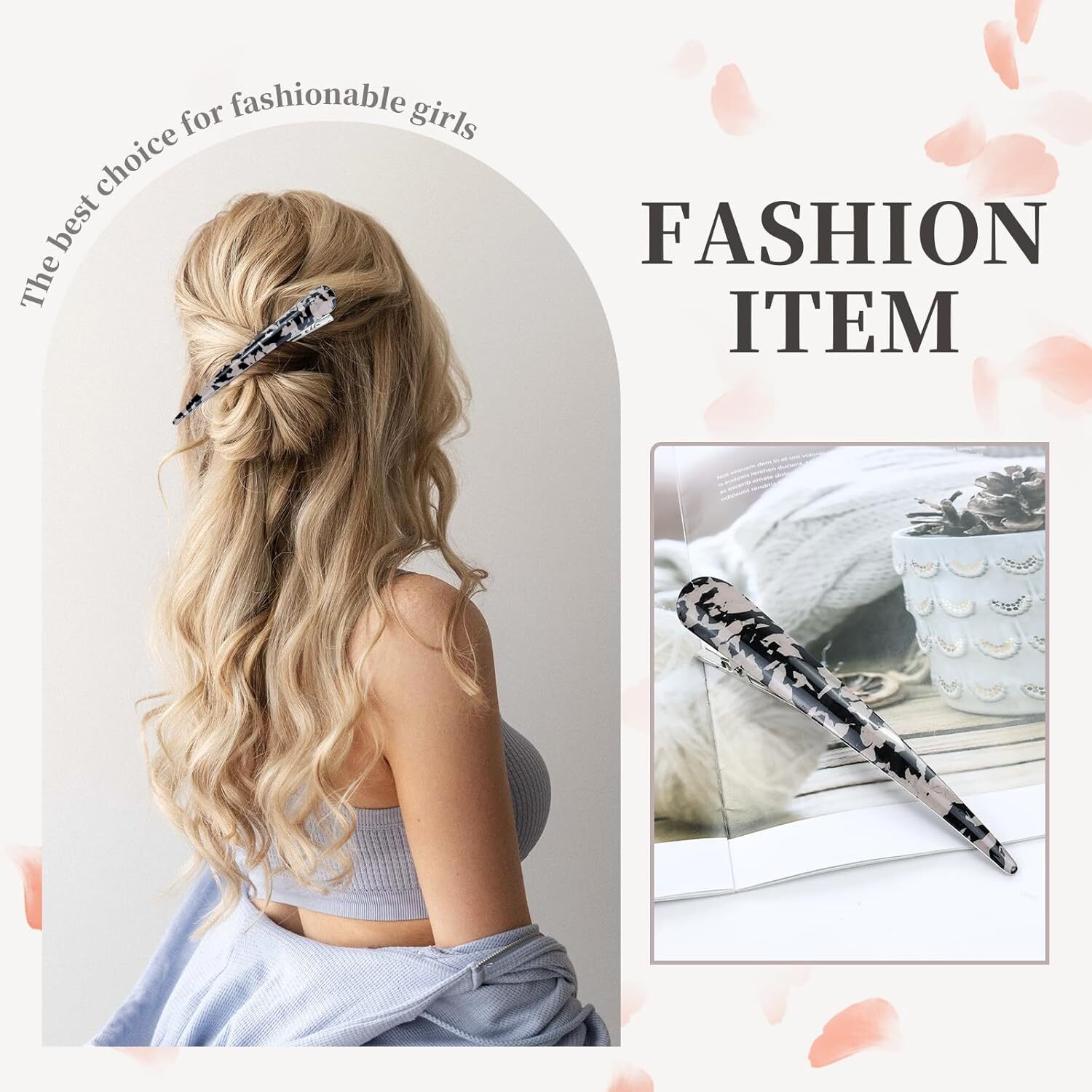 6 Pcs Large Alligator Hair Clips for Styling Salon Sectioning, 5.5 inch Non-Slip Duckbill Metal Clips for Women Thick and Thin Hair, AWhite