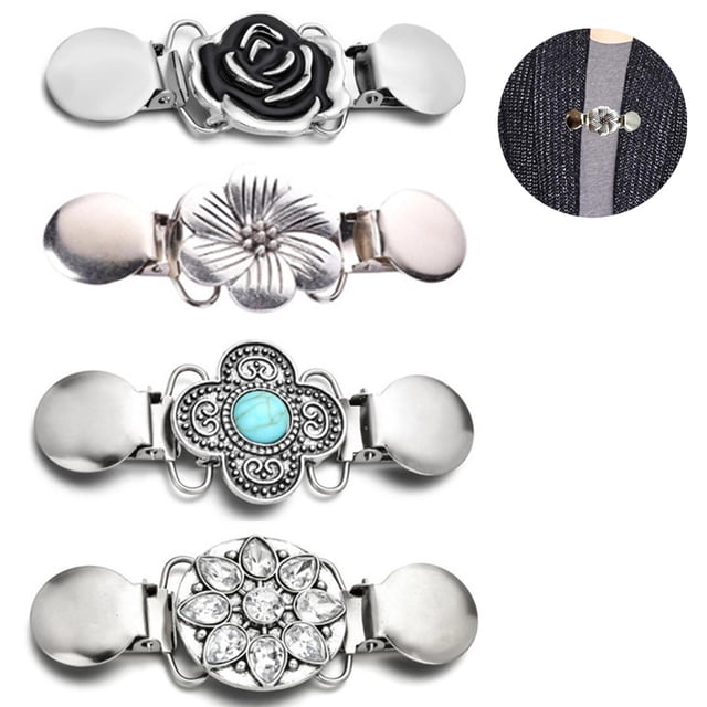 4 piezas Vintage suéter chal Clips Retro cárdigan cuello Clips vestido camisa broche Clips para mujeres niñas vistiendo, 4 estilos Ormromra 221801-2