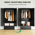 thumbnail image 5 of SISESOL Metal Wardrobe Cabinet with Drawer,Armoire Wardrobe Closet with Doors,Black Metal Clothing Storage Cabinet with Adjustable Shelves and Hanging Rod for Home,Bedroom Armoires, 5 of 13