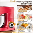 thumbnail image 4 of CUOCCO PRO 1000W Stand Mixer - Electric Stand Mixer with 5.5Qt Bowl, 11 Speeds, Dough Hook & Whisk & Beater, Tilt-Head, Dishwasher Safe, Suction Base, Red, 4 of 10