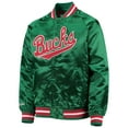 thumbnail image 2 of Youth Mitchell & Ness Green Milwaukee Bucks Hardwood Classics Satin Raglan Full-Snap Jacket, 2 of 4