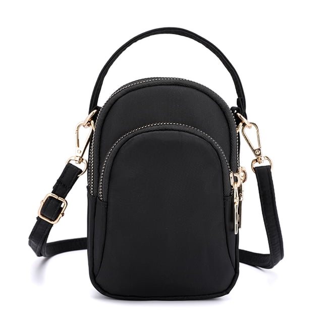EeaseMX 1 mini bolso bandolera de moda para mujer, ligero, impermeable, de nailon, para teléfono y llaves (negro)