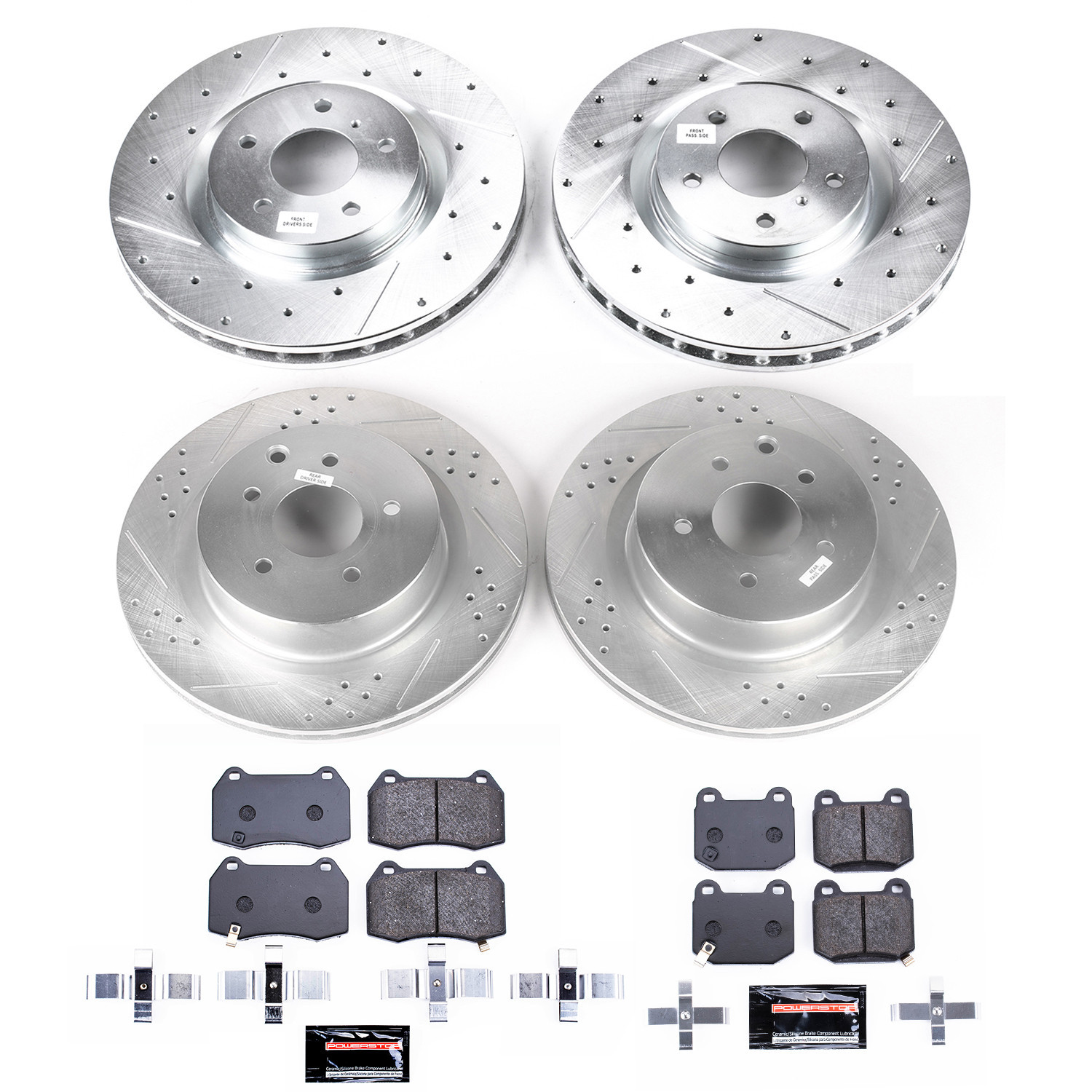 PowerStop Front and Rear Z23 Evolution Sport Carbon-Fiber Ceramic Brake Pad and Drilled & Slotted Rotor Kit Fits: INFINITI NISSAN Select Models K4488
