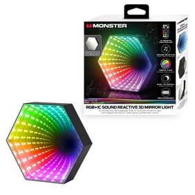 Monster Smart  3D Mirror Multi-Color RGB+IC LED Light, Rechargeable Sound-Reactive