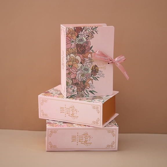 1pc Book Shape Gift Box Ith Ribbon Paperboard Candy Chocolate Present Packaging Box For Wedding Birthday Mother's Day