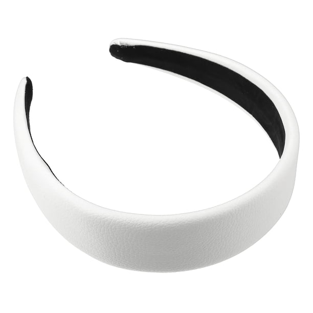 Diadema de piel sintética, diadema para mujer, blanco, 1,6 pulgadas de ancho