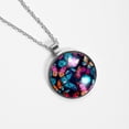 thumbnail image 4 of Flower Butterfly Elegant Glass Circular Pendant Necklace - Stunning Jewelry for Women, 4 of 5